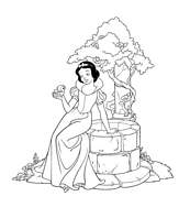 coloriage blanche neige au puit